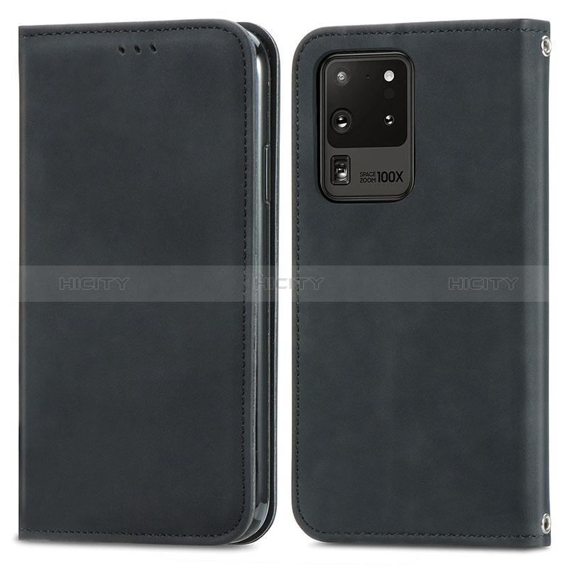 Handytasche Stand Schutzhülle Flip Leder Hülle S04D für Samsung Galaxy S20 Ultra groß