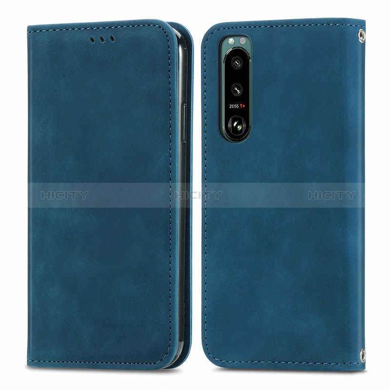 Handytasche Stand Schutzhülle Flip Leder Hülle S04D für Sony Xperia 5 IV Blau