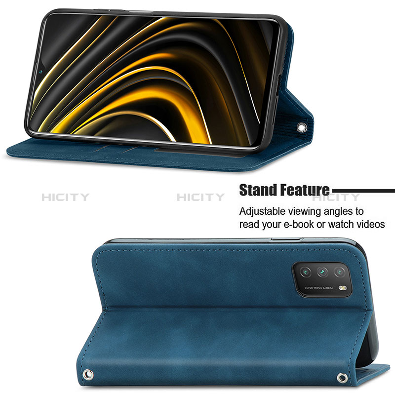 Handytasche Stand Schutzhülle Flip Leder Hülle S04D für Xiaomi Poco M3 groß