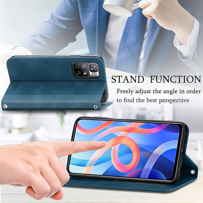 Handytasche Stand Schutzhülle Flip Leder Hülle S04D für Xiaomi Poco M4 Pro 5G groß