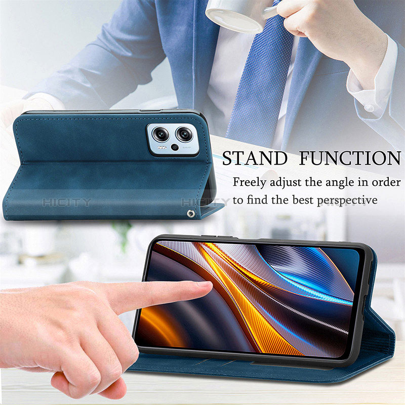 Handytasche Stand Schutzhülle Flip Leder Hülle S04D für Xiaomi Poco X4 GT 5G groß