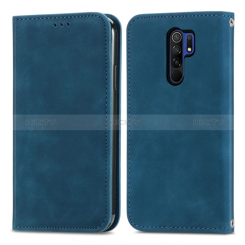 Handytasche Stand Schutzhülle Flip Leder Hülle S04D für Xiaomi Redmi 9 Blau Plus