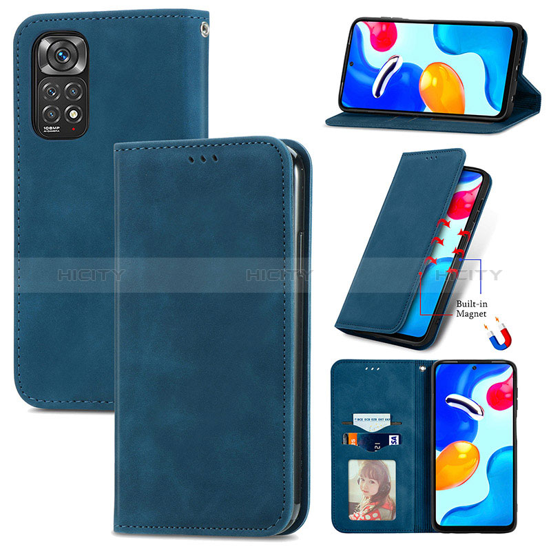 Handytasche Stand Schutzhülle Flip Leder Hülle S04D für Xiaomi Redmi Note 11S 4G groß