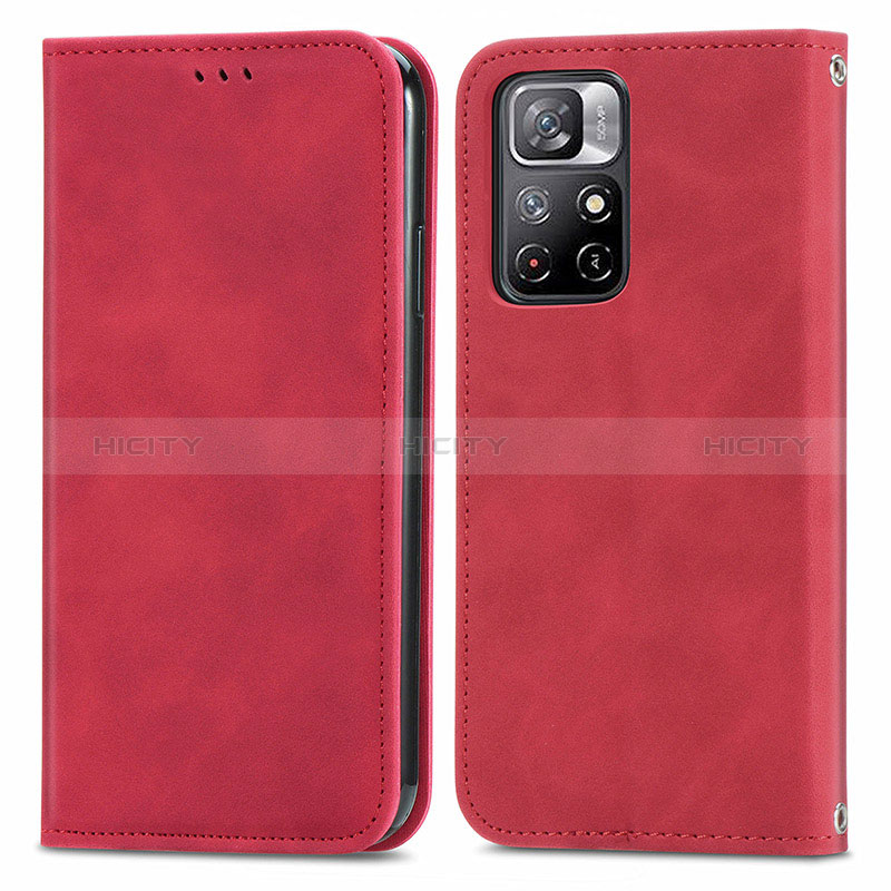 Handytasche Stand Schutzhülle Flip Leder Hülle S04D für Xiaomi Redmi Note 11T 5G Rot Plus