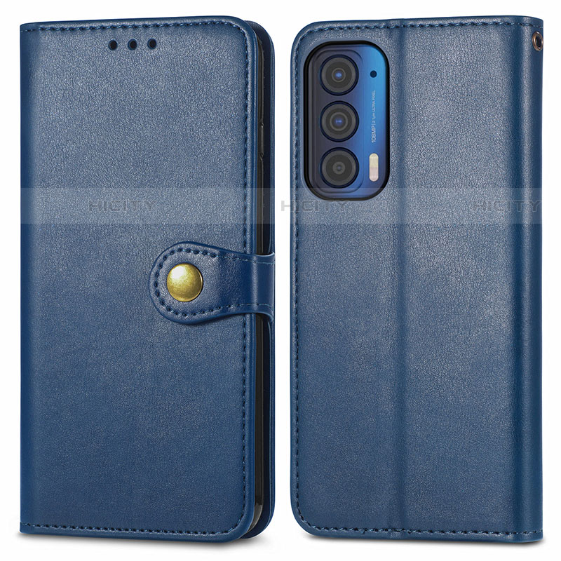 Handytasche Stand Schutzhülle Flip Leder Hülle S05D für Motorola Moto Edge (2021) 5G Blau