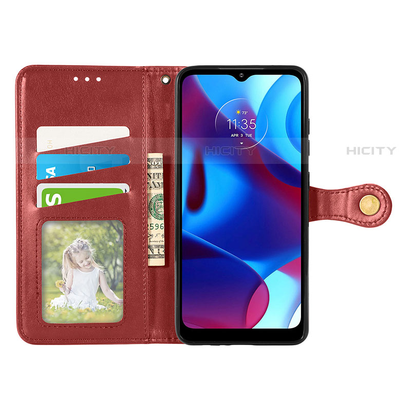 Handytasche Stand Schutzhülle Flip Leder Hülle S05D für Motorola Moto G Pure groß