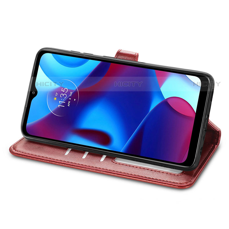 Handytasche Stand Schutzhülle Flip Leder Hülle S05D für Motorola Moto G Pure groß