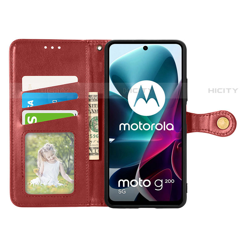 Handytasche Stand Schutzhülle Flip Leder Hülle S05D für Motorola Moto G200 5G groß