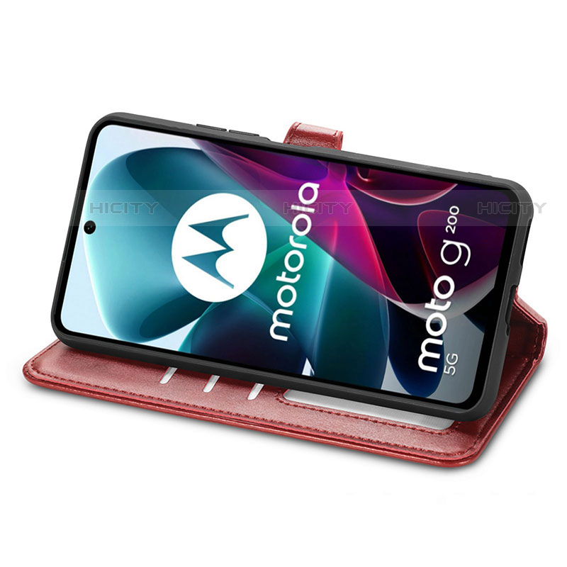 Handytasche Stand Schutzhülle Flip Leder Hülle S05D für Motorola Moto G200 5G groß