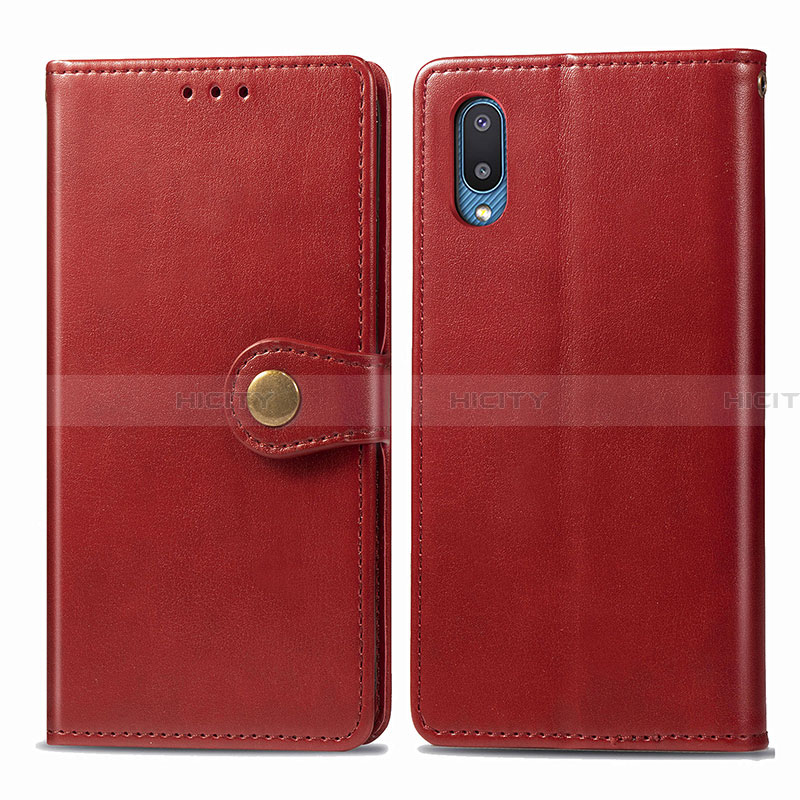 Handytasche Stand Schutzhülle Flip Leder Hülle S05D für Samsung Galaxy A02 Rot Plus