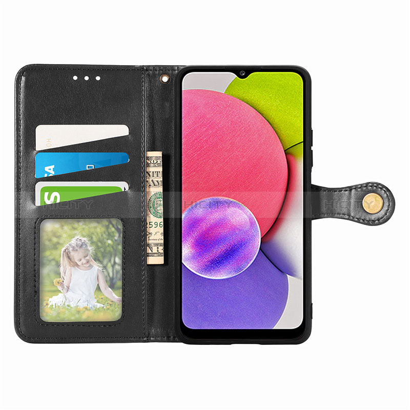 Handytasche Stand Schutzhülle Flip Leder Hülle S05D für Samsung Galaxy A02s groß