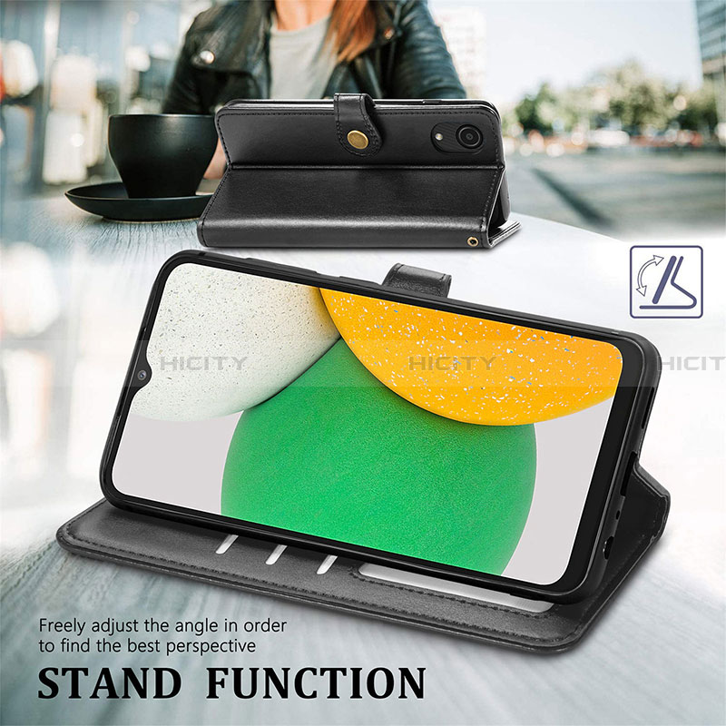 Handytasche Stand Schutzhülle Flip Leder Hülle S05D für Samsung Galaxy A03 Core groß