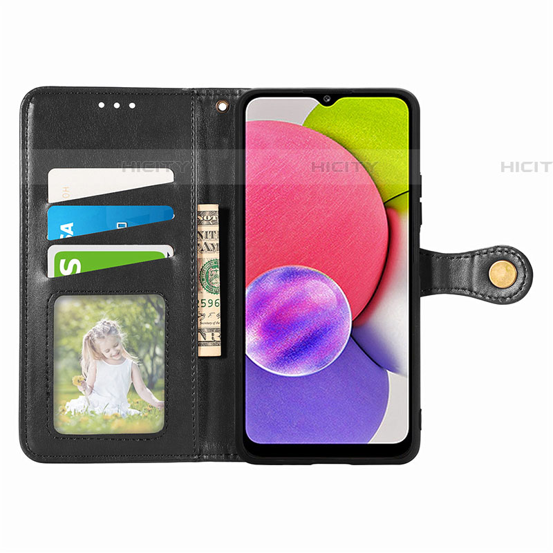 Handytasche Stand Schutzhülle Flip Leder Hülle S05D für Samsung Galaxy A03s groß