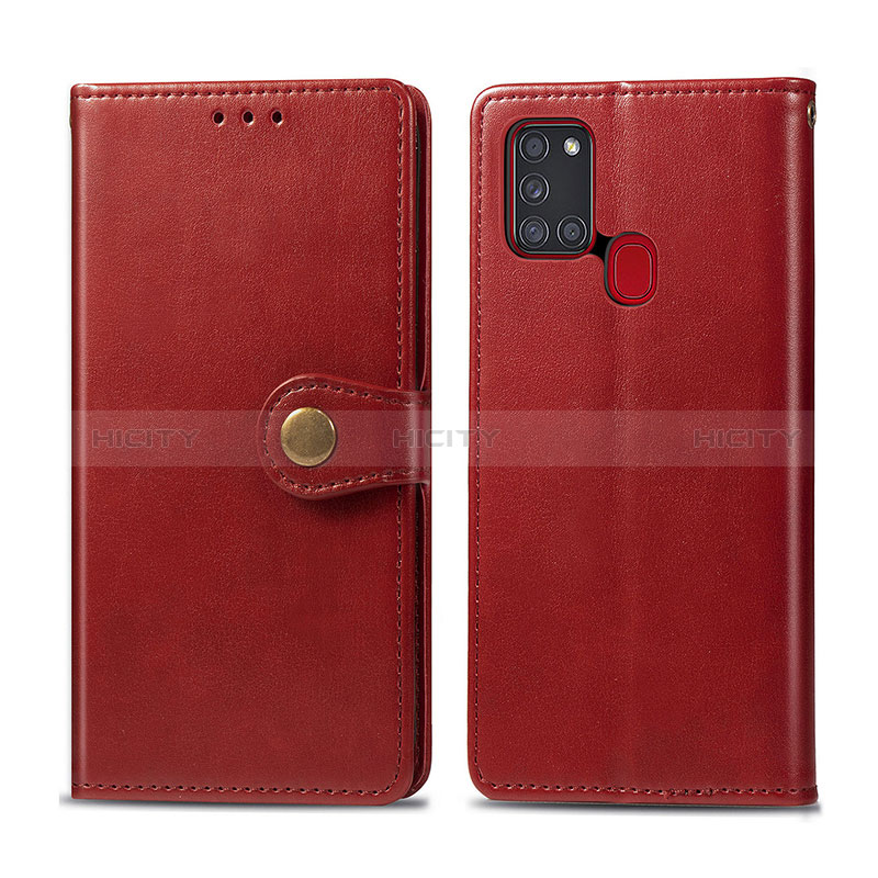 Handytasche Stand Schutzhülle Flip Leder Hülle S05D für Samsung Galaxy A21s Rot Plus