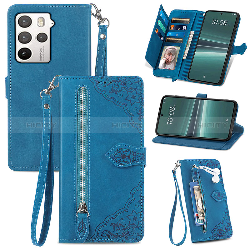 Handytasche Stand Schutzhülle Flip Leder Hülle S06D für HTC U23 Pro 5G Blau