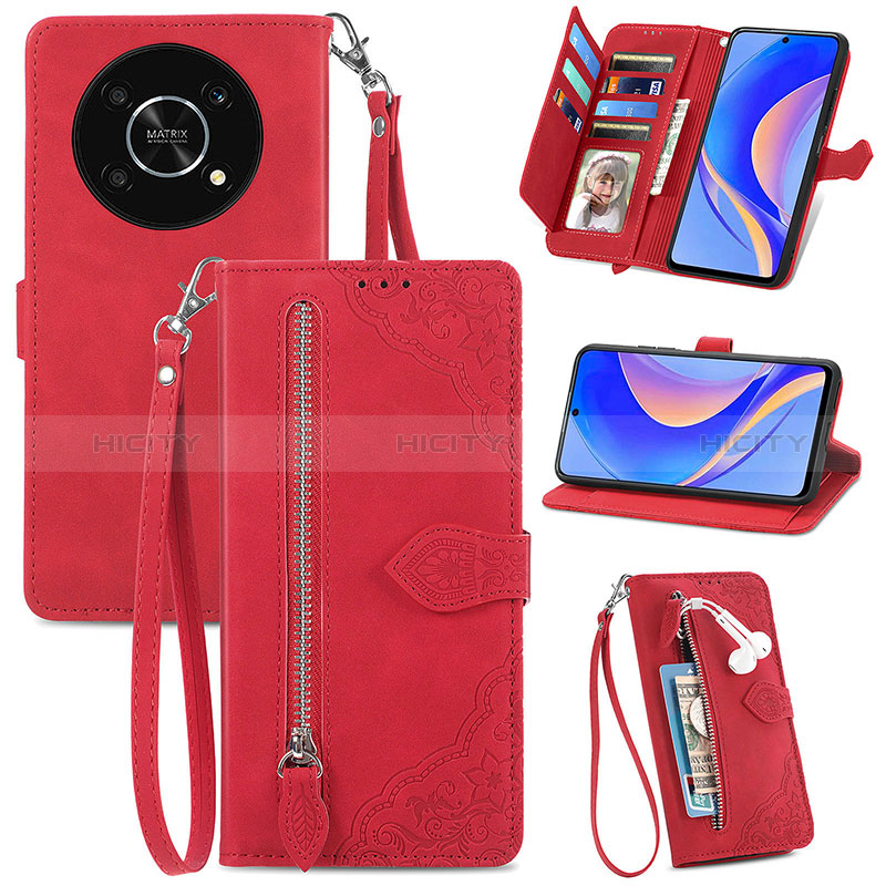 Handytasche Stand Schutzhülle Flip Leder Hülle S06D für Huawei Enjoy 50 Pro Rot