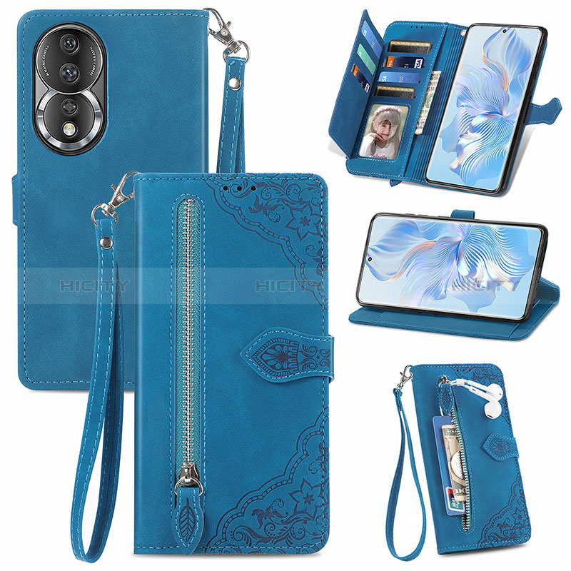 Handytasche Stand Schutzhülle Flip Leder Hülle S06D für Huawei Honor 80 5G Blau