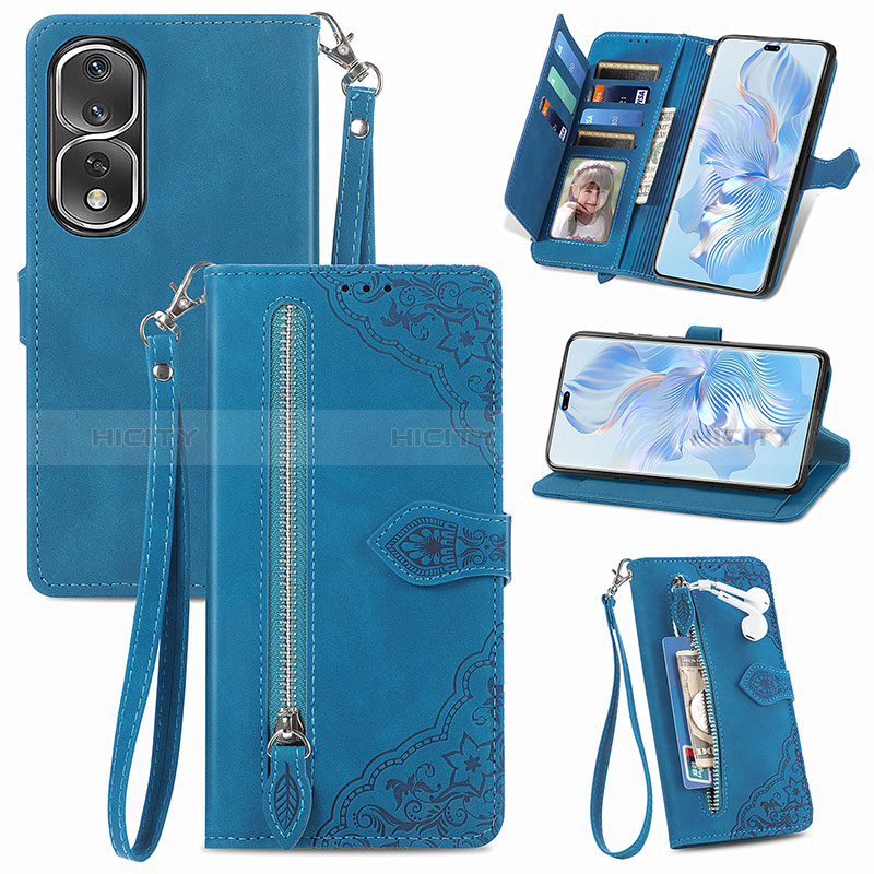 Handytasche Stand Schutzhülle Flip Leder Hülle S06D für Huawei Honor 80 Pro 5G Blau