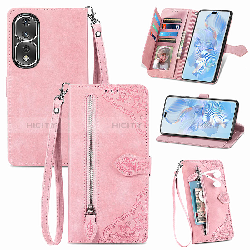 Handytasche Stand Schutzhülle Flip Leder Hülle S06D für Huawei Honor 80 Pro 5G Rosa