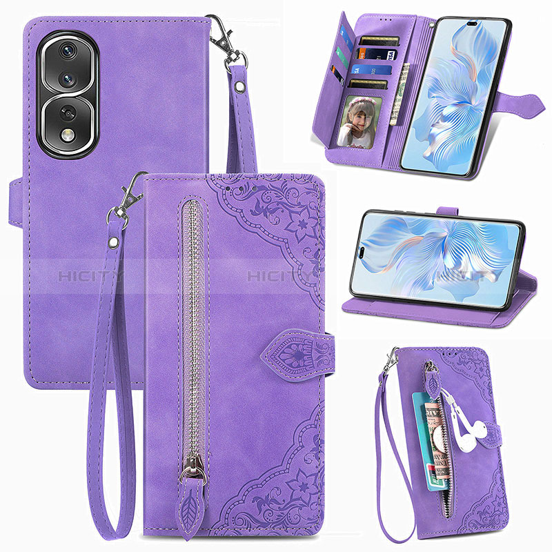 Handytasche Stand Schutzhülle Flip Leder Hülle S06D für Huawei Honor 80 Pro 5G Violett