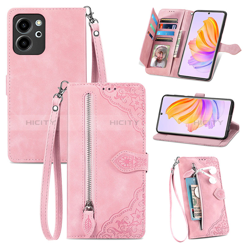 Handytasche Stand Schutzhülle Flip Leder Hülle S06D für Huawei Honor 80 SE 5G Rosa