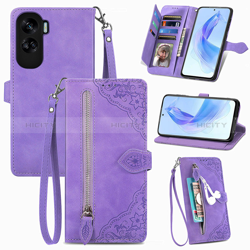 Handytasche Stand Schutzhülle Flip Leder Hülle S06D für Huawei Honor 90 Lite 5G groß