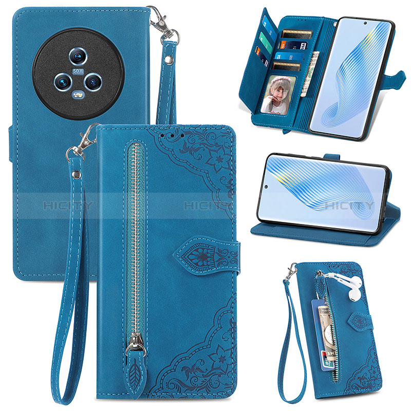 Handytasche Stand Schutzhülle Flip Leder Hülle S06D für Huawei Honor Magic5 5G Blau