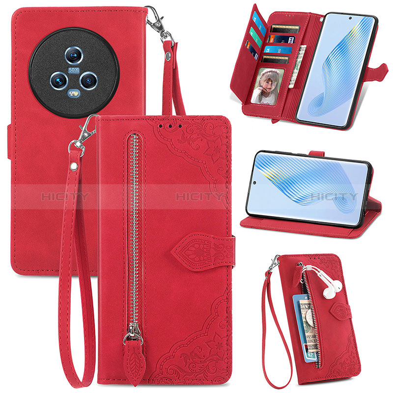 Handytasche Stand Schutzhülle Flip Leder Hülle S06D für Huawei Honor Magic5 5G Rot