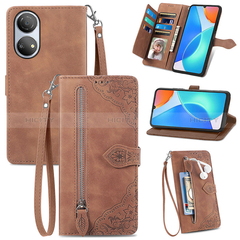 Handytasche Stand Schutzhülle Flip Leder Hülle S06D für Huawei Honor X7 Braun