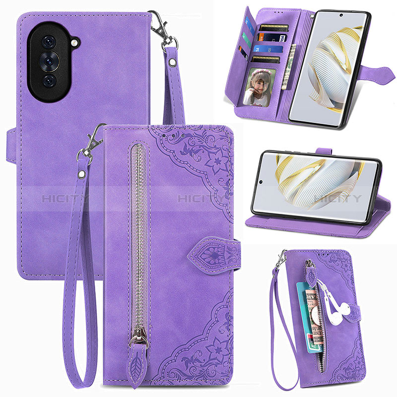 Handytasche Stand Schutzhülle Flip Leder Hülle S06D für Huawei Nova 10 Violett Plus