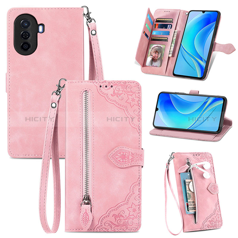 Handytasche Stand Schutzhülle Flip Leder Hülle S06D für Huawei Nova Y70 groß