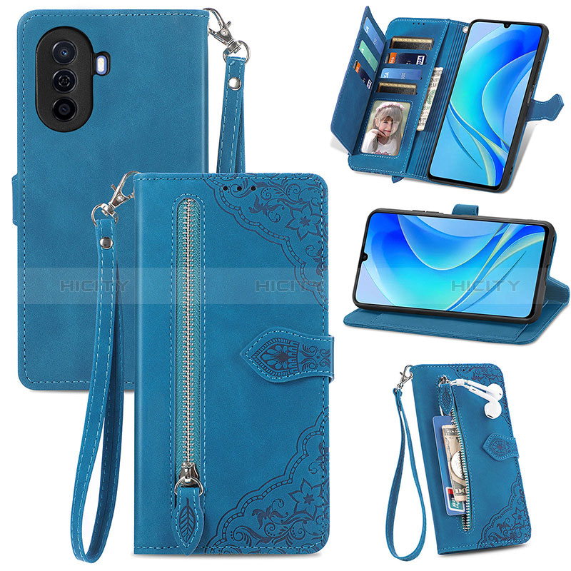 Handytasche Stand Schutzhülle Flip Leder Hülle S06D für Huawei Nova Y70 groß