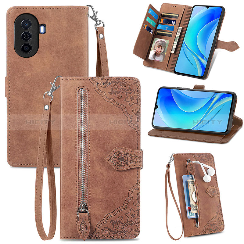 Handytasche Stand Schutzhülle Flip Leder Hülle S06D für Huawei Nova Y70 groß