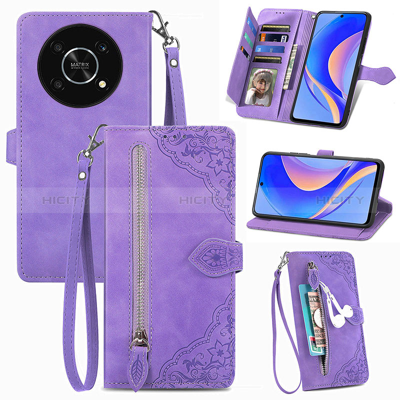 Handytasche Stand Schutzhülle Flip Leder Hülle S06D für Huawei Nova Y90 Violett