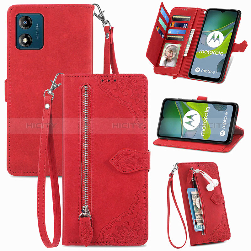 Handytasche Stand Schutzhülle Flip Leder Hülle S06D für Motorola Moto E13