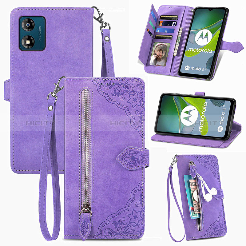 Handytasche Stand Schutzhülle Flip Leder Hülle S06D für Motorola Moto E13