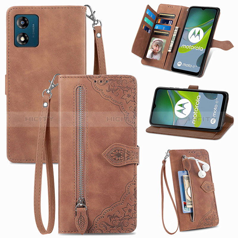 Handytasche Stand Schutzhülle Flip Leder Hülle S06D für Motorola Moto E13