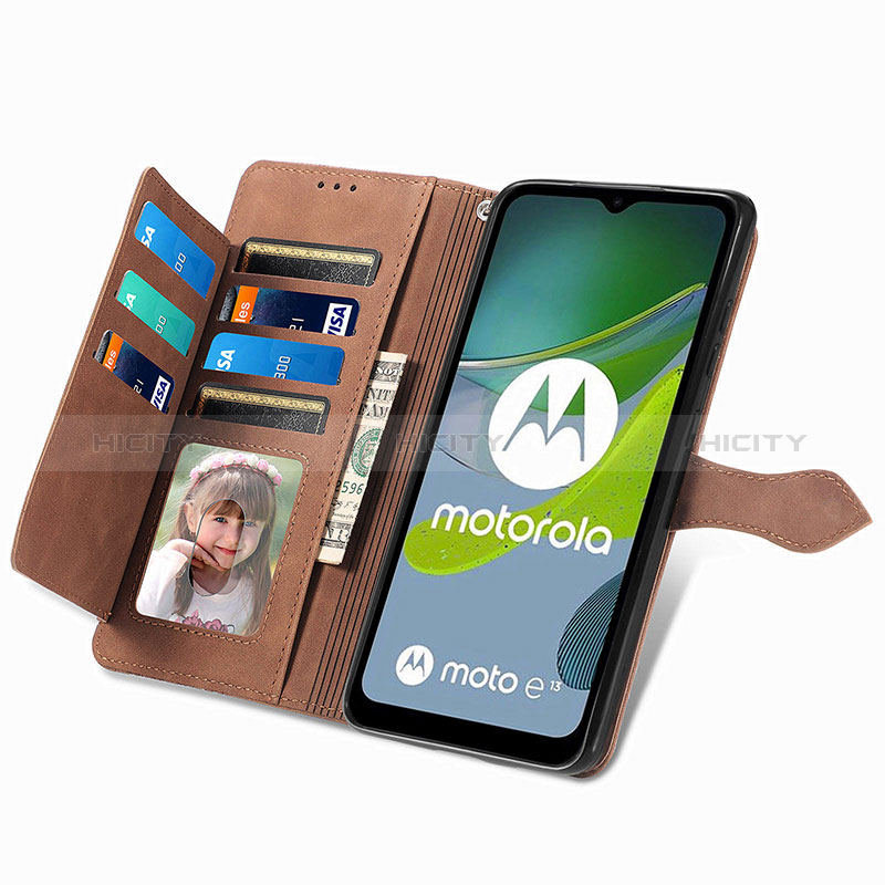 Handytasche Stand Schutzhülle Flip Leder Hülle S06D für Motorola Moto E13