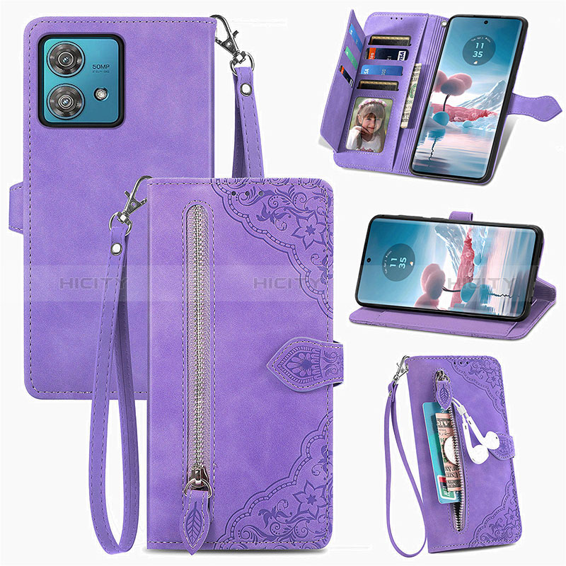 Handytasche Stand Schutzhülle Flip Leder Hülle S06D für Motorola Moto Edge 40 Neo 5G