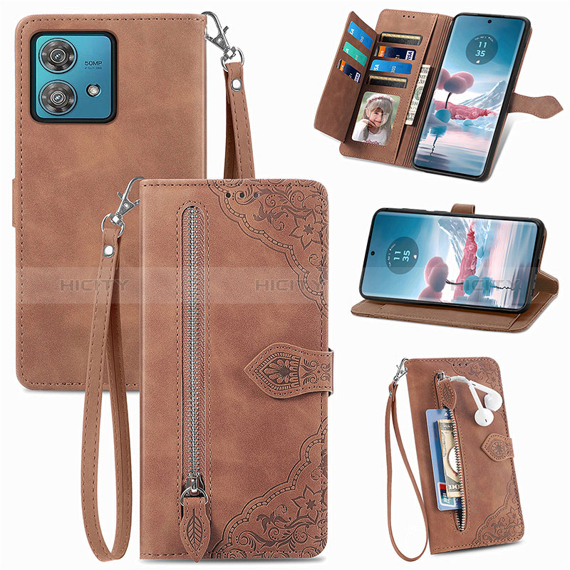 Handytasche Stand Schutzhülle Flip Leder Hülle S06D für Motorola Moto Edge 40 Neo 5G groß