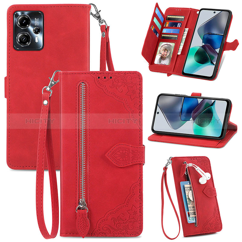 Handytasche Stand Schutzhülle Flip Leder Hülle S06D für Motorola Moto G23 groß