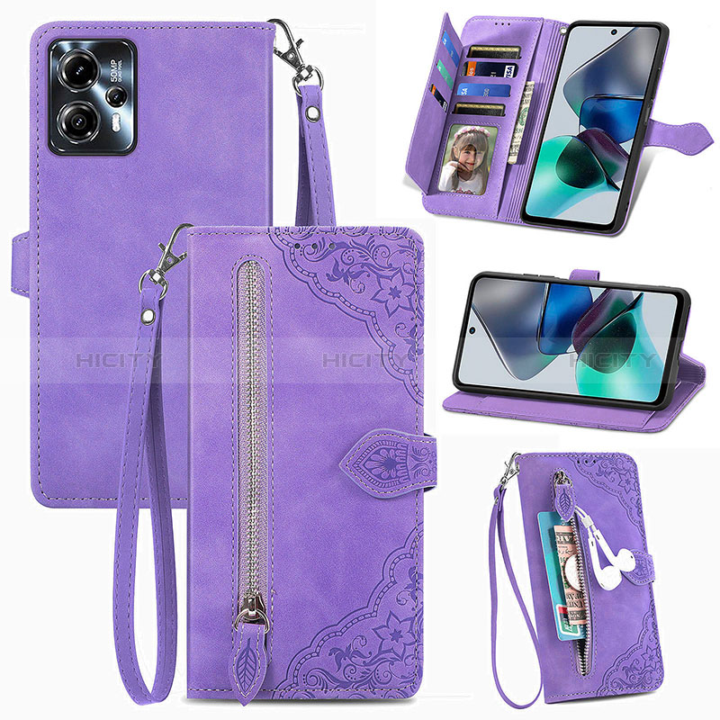 Handytasche Stand Schutzhülle Flip Leder Hülle S06D für Motorola Moto G23 groß