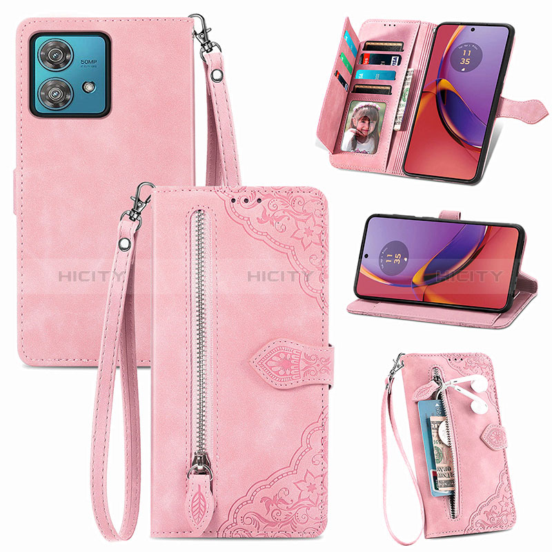 Handytasche Stand Schutzhülle Flip Leder Hülle S06D für Motorola Moto G84 5G Rosa