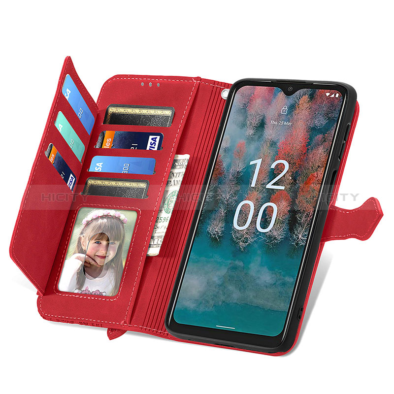 Handytasche Stand Schutzhülle Flip Leder Hülle S06D für Nokia C12 Plus groß