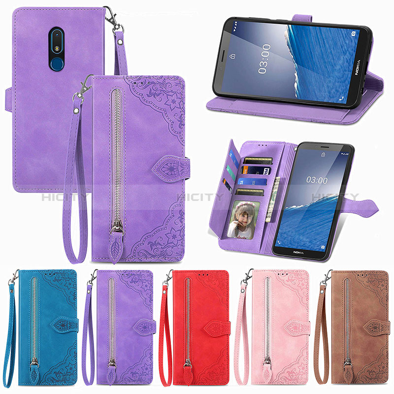 Handytasche Stand Schutzhülle Flip Leder Hülle S06D für Nokia C3