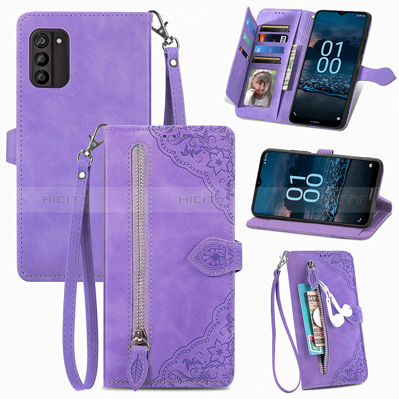 Handytasche Stand Schutzhülle Flip Leder Hülle S06D für Nokia G100 Rosa