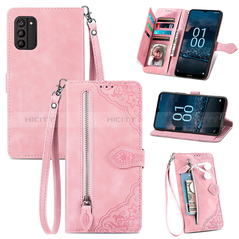 Handytasche Stand Schutzhülle Flip Leder Hülle S06D für Nokia G100 Violett Plus