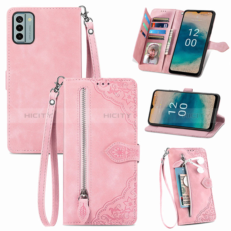 Handytasche Stand Schutzhülle Flip Leder Hülle S06D für Nokia G22 Rosa