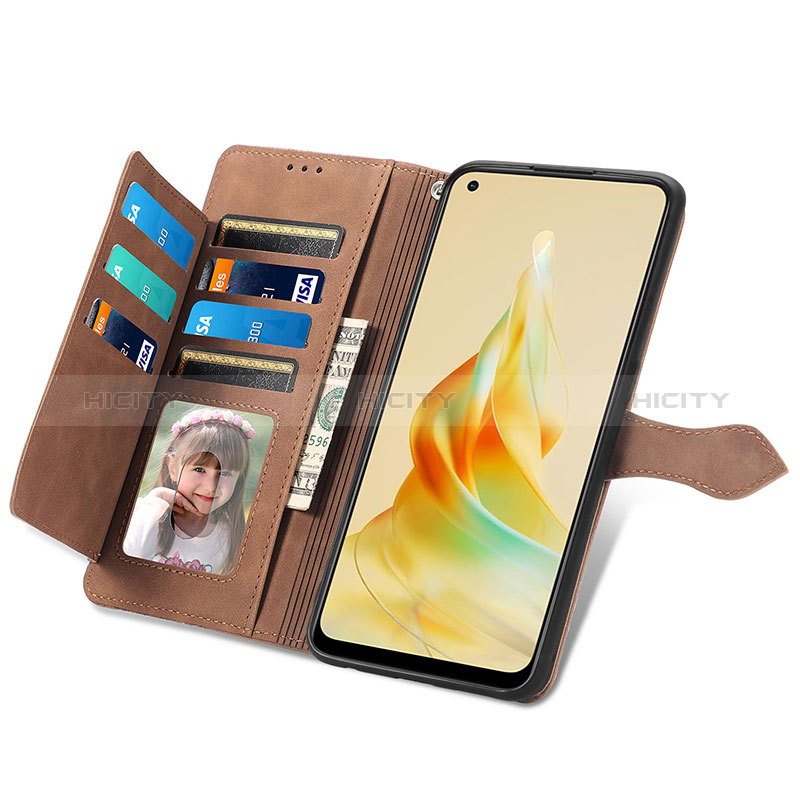 Handytasche Stand Schutzhülle Flip Leder Hülle S06D für Oppo Reno8 T 4G groß