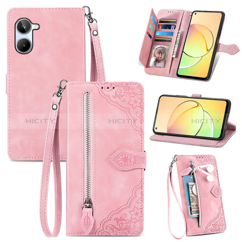 Handytasche Stand Schutzhülle Flip Leder Hülle S06D für Realme 10 4G Rosa